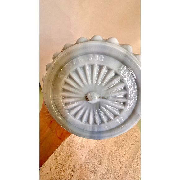 Vintage Fenton Blue Opalescent Hobnail Decanter with Stopper Vase Decor - Picture 7 of 13